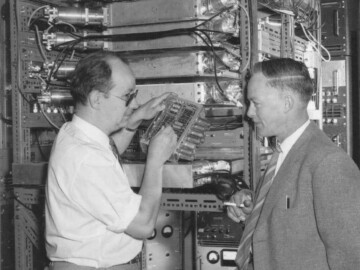 Photo early 1960s AECL’s interest in cosmic rays stemmed from the desire to predict magnetic storms from solar flares and also to determine the neutron production rate from high-energy protons striking heavy metals. Photo source - AECL 0023U1000