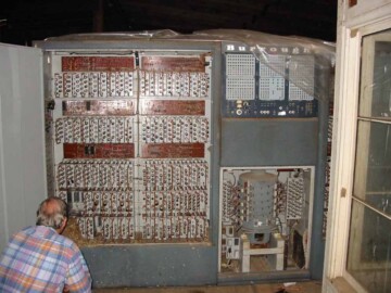 The next big advance in computing at CRNL came about around 1957 with the acquisition of an electron-tube based “electronic” computer. It was known by various names, the Datatron, the Burroughs 205 or the Electrodata 205 and consisted of a large (~ 3 m long) cabinet containing a data entry panel, a large number of plug-in, electron-tube based modules and a large memory drum. It also had a separate motor-generator unit to supply the power required. The photo above (link C2) shows an essentially, complete Datatron 205 found in Portland, Oregon. Versions of the module on the upper right, which had a large number of blinking lights to indicate the operation of the computer, appeared in many science fiction movies for several decades after the development of the computer. The memory drum had a capacity of “4000 words”. A large number of programming and maintenance manuals have been donated to the Society by a retired CRNL employee who worked with the Datatron.<br /><br />Photo source - http://www.angelfire.com/scifi/B205/ecd.html 103-1000