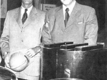 Head of the Nuclear Power Plant Division, seen here on the right with the Hon. A. Gillespie (Minister of Energy, Mines and resources). The Nuclear Power Plant Division officially become known as Power Projects in 1962. 103-1000