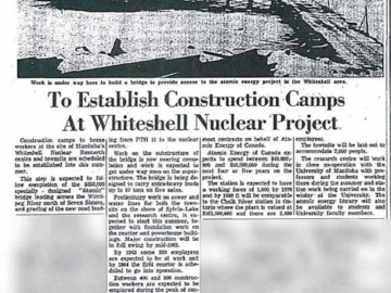 Construction camp announcement in the 25 April 1961 issue of the Winnipeg free Press. 104-1000