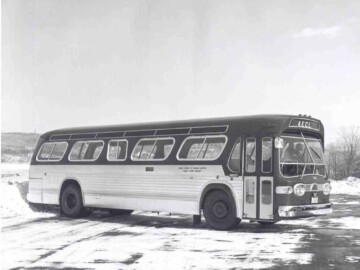 1970s era buses. A set of new buses began to appear in the 1970s. However, the ridership began to decline as staff began to use private cars more often. Around 1990 AECL decided that it was no longer reasonable to run two sets of buses each day and the buses on the “staff schedule” were dropped. Ridership continued to drop and eventually AECL decided to no longer support the buses. Existing coaches were sold to a private company, Thom Transit, which then continued to operate routes from Pembroke and Deep River to CRNL. Most of the AECL bus drivers obtained alternate jobs at CRNL and Thom Transit had an arrangement with them to add an hour at each end of their day to drive the buses for them.Photo source – AECL. 106-1000