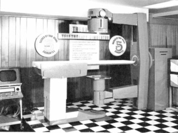 This unit was introduced into the market in 1967 as a simulator - a radiation system using automation as a new technique for the therapist. It was a precision instrument for the locating of tumors and for treatment planning and patient set-up.
<br /><br />
Photo source – AECL Review, April 1968. 106-1000