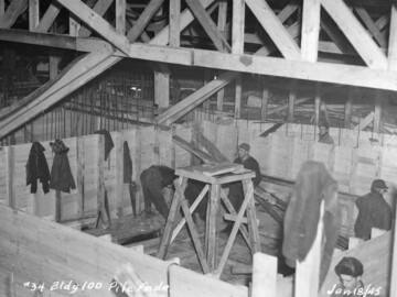 Building 100 (NRX) pile foundations, 18 January 1945. Photo source- AECL. 106-1501000