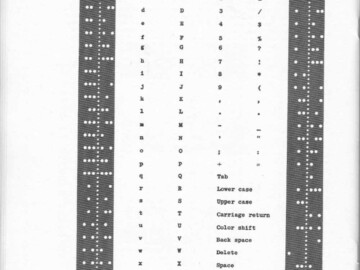 Paper tapes. Data and program code could be entered into the Datatron either through step-by-step entries via mechanical switches or through paper tape readers. Unfortunately the Society has not been able to acquire surviving samples of the paper tapes used to date but the picture above, taken from one of the Datatron manuals, shows both the profile of a tape (~2 cm width) and the interpretation of the code punched into it.<br /><br />Photo source – the Society. 107-1000