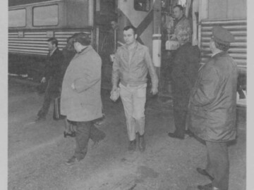 Debarking from the Budd rail shuttle at Petawawa. 109-1000