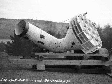 Suction end of water intake pipe, 22 April 1945. Photo source- AECL. 109-1971000