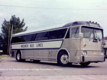 Melnick Bus Lines. With its experience at CRNL and the smaller work force than CRNL, AECL contracted, a private, local company, Melnick Bus Lines to transport employees from their homes in Pinawa to and from the laboratory. Melnick Bus Lines used a variety of diesel and gas powered buses for this service.Photo Source – Manitoba Transit Heritage Association 113-1000