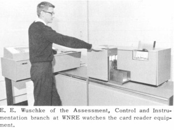 Distant computer data-link established. A direct data-link was established in 1968 between the WL computing center and the IBM 360/65 computer at the University of Manitoba, 120 km away in Winnipeg. Before the linkage was installed programmers had to transport packages containing as many as 20 000 computer cards to Winnipeg. 113-1000