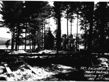 Excavation started for Cockcroft School viewed on 16 July 1945. Note advanced stage of work on 1 Beach in background compared to 22 May photo. Photo source – AECL. 1141000