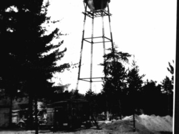 Water tower in place by 07 May 1945. Photo Source – AECL. 1281000