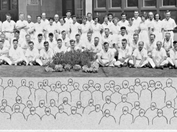 1. John Davies 2. Fred Brown 3. Bob Kay 4. Bernard Harvey 5. Kay Shafer 6. Les Cook 7. Jean McCallum 8. Ed Schultz 9. Alma Holland 10. Don Nelson 11. Natasha Coffin 12. Dot Shields 13. Doug Frivalt 14. Olive Parsons 15. Agnes MacKenzie 16. Harry Taniguchi 17. Owen Shaw 18. Nat Moss 19. Janet Adam 20. Tom Hardwick 21. Helen Boxall 22. Finley Huckabone 23. Roz Bartholomew 24. Dick Eager 25. Len Cushing 26. Kevin Roche 27. Vic Buckley 28. Bill Boyd 29. Bill Stevens 30. John Butler 31. Bill Cobbett 32. Jim Daniel 33. Mac Lounsbury 34. Bill McKee 35. Maurice Ruddy 36. Leo Yaffe 37. Jimmy Baird 38. Abe Baerg 39. Adrian Booth 40. Pop Boland 41. Dan Munroe 42. Bob Jervis 43. Don R. McKenzie 44. Alex Eastwood 45. Line Steele 46. Jack Atherley 47. Al Gray 48. Wally Fletcher 49. Don E. McKenzie 50. John Runnels 51. A Bain 52. Bob Robertson 53. Don Kerr Chemistry Branch, September, 1952