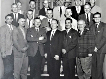 Back (L-R): Vern Steward, Murray Moore, Lloyd Shea, Walter Laughren, John Gahan, Jack Hammond Middle: Jim Graham, George Brown, Joe D’Aoust, Gord Lehman, Tom Cull Front: Fred Roach, Harold Smith, Ed Hierlihy, Tony Reynolds, Ted Wilshire, John Foster, Ron Shuttleworth (Course Leader) CRNL Supervisory Practices Course, 1963 (aka “Charm School”)